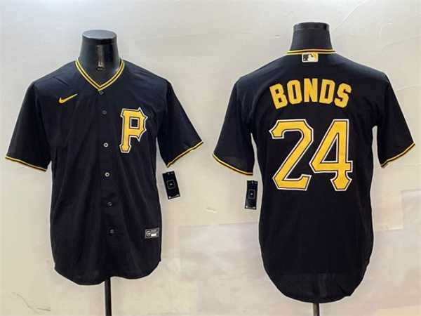 Men%27s Pittsburgh Pirates #24 Barry Bonds Black Cool Base Stitched Jersey